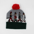 Grey Christmas beanie with Abbey Road figures and red pom-pom decoration - Hat Style 50 (Black Grey Abbey Road)