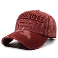 Verwaschene Baumwoll-Baseballkappe in Burgund mit Vintage-Look und Stickerei-Detail - Verstellbar / Rot