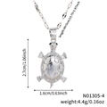 Collier avec pendentif tortue en argent, zircons et spécifications de taille - Style Argent (N01305-4)