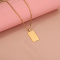 Detailed view of polished gold rectangular bar pendant with fine box chain necklace - Gold Color (16.5*28mm)(MP561)