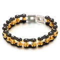 11mm black and gold stainless steel bicycle chain bracelet for men with folding clasp - 23cm Two-tone Black Gold (KB51878-D)