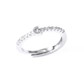 Adjustable silver letter G ring with clear crystals and 18k gold plating for women - Letter G