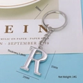 Polished silver metal letter R keychain with 35mm pendant height and 14g weight - Letter-R