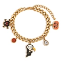 Halloween Armband mit Kürbis und Totenkopf Anhängern in 18K vergoldetem Design - Gold