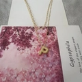 Double-layered gold chain necklace with pavé set bubble letter P pendant accessory - Letter P