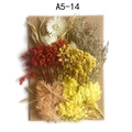 DIY dried flower bouquet A5-14 with red and yellow blooms tied with jute rope on cardboard - Flower Pack No.14