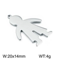 Polished silver boy figure pendant in stainless steel for DIY jewelry, 20x14mm - Steel Color Boy Style 1 (KLJ2342-Z)