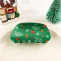 Gros plan sur la pince à cheveux de Noël verte avec motifs pain d'épices et écriture - Demi-cercle - Canne de Sucre Vert