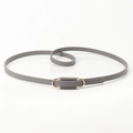 Minimalist grey faux leather belt for women featuring a sleek golden metal buckle ring - Gray