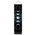 Black mushroom tapestry featuring mystical moon phases, snakes, and decorative tassels - Style 9 / 32.5x130cm