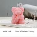 Pink rose bear scented candle in white peach oolong fragrance measuring 6x5x4cm - Small Bouquet Rose Bear / Pink / White Peach Oolong