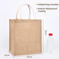 Borsa in juta naturale con manici in corda di cotone e rivestimento impermeabile - A5 Stile Verticale 26x30x15cm