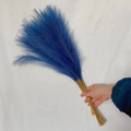 Handheld 55cm blue artificial pampas grass bouquet for boho home decor on white fabric - 53-55cm / Teal