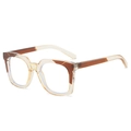 Retro Oversized Eckige Sonnenbrille mit zweifarbigem Rahmen in Schwarz und Champagner aus Acetat - Champagnerrahmen (Klarglas)
