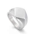 Anello con sigillo quadrato geometrico in acciaio inossidabile lucido argento da uomo - US 7 / Argento