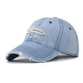 Vintage light blue washed denim California baseball cap with embroidery and distressed detail - Adjustable / California Light Denim