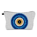 Detail der wasserdichten Kosmetiktasche mit blauem Evil Eye Mosaikdruck und Reißverschluss - Weiß Mosaik Böses Auge