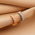 Elegant gold and silver ear cuffs featuring marquise-cut cubic zirconia on fabric - Marquise Zircon Ear Clip Set (2 Pieces)