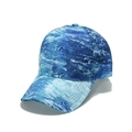 Blue and white ocean wave pattern baseball cap with a classic curved brim and six-panel crown - Ocean Water Ripple (H)