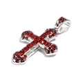 Collana hip hop con croce d'argento, cristalli rossi e pavé di strass brillanti incastonati - Pietra Rossa Pura