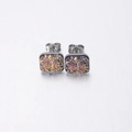 Square stud earrings with colorful druzy crystals and sparkling rainbow pavé rhinestones - Multi-color Ore (5)