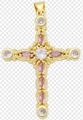 Vintage gold cross pendant with pink and clear zircon crystals for necklaces - Style 94/Gold Pink Clear Retro Cross