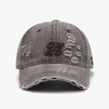 Casquette vintage gris foncé délavé avec broderie R8 3D et détails d'usure stylés - Réglable / Café (24A286)