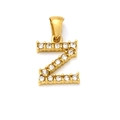 Pendentif lettre Z en acier inoxydable doré serti de zircons cubiques brillants - Lettre Z (SP148G-Z)