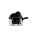 Cute black cat enamel pin sleeping in a white pot, creative cat metal brooch accessory - Black Cat Hiding in Pot (C2405-10)
