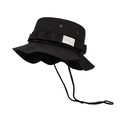 Cappello parasole nero ad asciugatura rapida con nastro tattico e cordino regolabile - Nero
