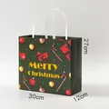 Green Christmas gift bag with gold Merry Christmas text and white rope handles 30x12x27cm - L Green - Bright Christmas Gift Bag