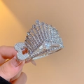 Pince à cheveux couronne argentée avec strass et détail de perle centrale chic - Petite Couronne / Argent