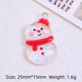 Transparent glitter snowman resin DIY charm with red hat and scarf 25mm accessory - Glitter Snowman