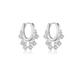 Orecchini a cerchio in argento sterling S925 con pendenti a stella in zircone bianco - Argento 925 / Platino (Zirconia Bianca)