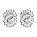 Polished silver square earrings with wavy texture and bold rectangular silhouette - Oil Pressed Petal Earrings Steel (MS-400)