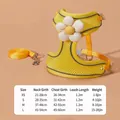 Yellow pet harness set with daisy embroidery and size guide for small dogs and cats - Breathable Harness Set / L / Yellow