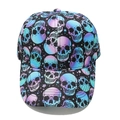Retro punk baseball cap with purple and blue skull patterns and star elements - Blue Purple Gradient Skull Star Print (A)
