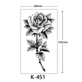 Waterproof temporary tattoo sticker featuring a black and white rose design, 60x105mm size - K-451-Blooming Rose
