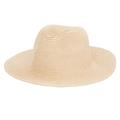 Classico cappello fedora in paglia intrecciata beige con tesa piatta e corona - Kaki