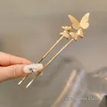 Elegant gold butterfly hair pin with three butterflies and 15cm length for women - Aa0216 Three Butterflies - Gold