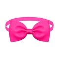 Adjustable bright pink ribbed bowtie for pets with elastic band for cats and dogs - Light Rose Red