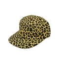 Detailed side view of leopard print five-panel camper hat with metal eyelets - M (56-58cm) / Yellow