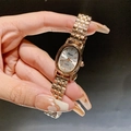 Elegant rose gold oval watch for women with quartz movement and metal chain strap - Rose Gold Strap White Dial