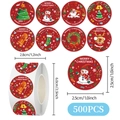 Roll of 500 Christmas stickers featuring 8 festive patterns like Santa and reindeer - Christmas Style 2 (500pcs/Roll)
