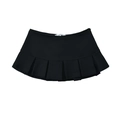 Classic black pleated mini skirt for women featuring high-quality knit fabric texture - XS / Black