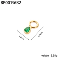 Golden teardrop green gemstone pendant charm with zircon inlay for DIY jewelry - BP00196B2-Gold Green Stone Pointed Drop