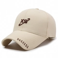 Berretto da baseball in cotone beige con ricamo XS e dettaglio Success sulla visiera - Regolabile / Beige Chiaro