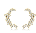 Elegant 18K gold-plated zircon stud earrings in a symmetric curved pave diamond design - Gold Arc Micro-Pave Rhinestone Style (EH00553)