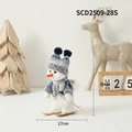 Blue and white plush snowman figurine with skis and knitting hat 30cm Christmas decor - Skiing Snowman (Double Ball Hat Style)