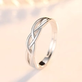 Anillo ajustable de plata pulida con un diseño minimalista de cuerda infinita - Abierto Ajustable / Estilo de hombre (Cobre chapado en oro blanco)